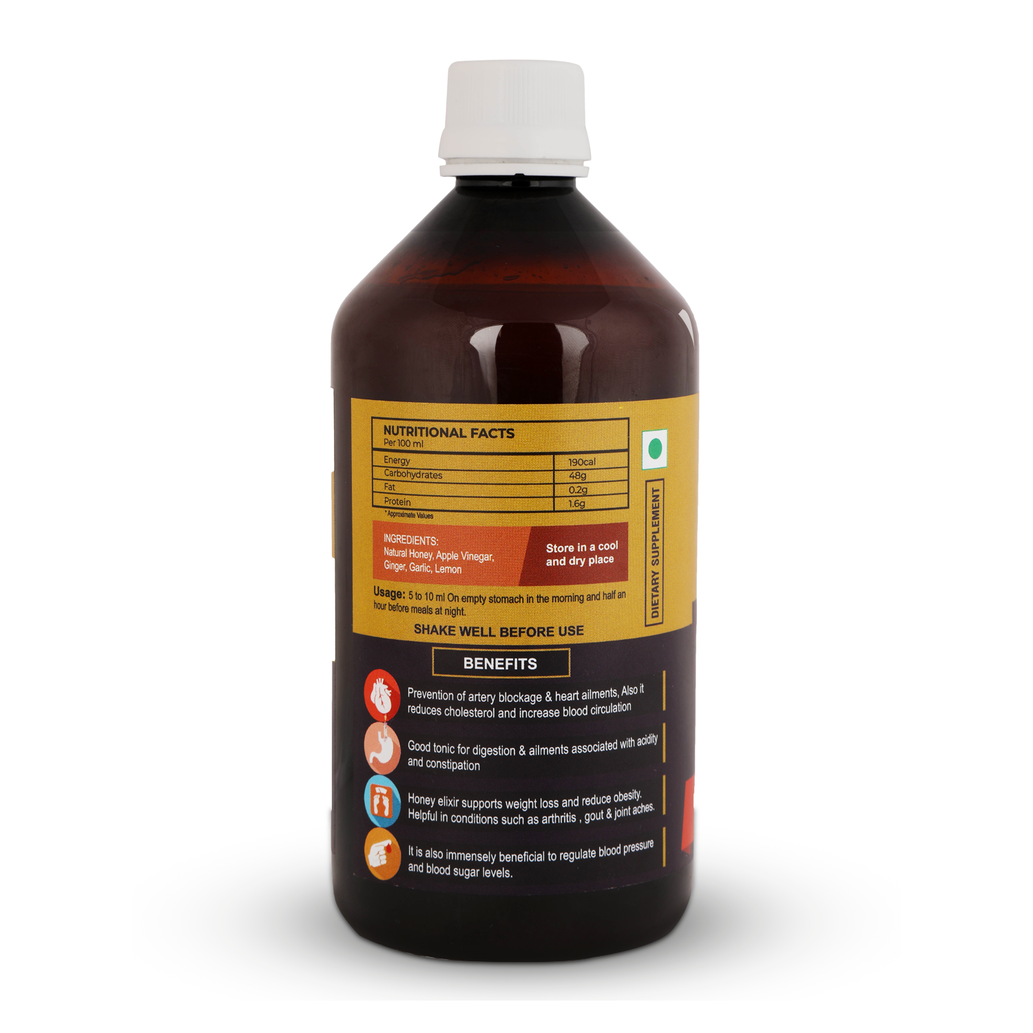 Safa Honey Elixir for Heart Health Honey, ACV, Ginger, Garlic and Lemon